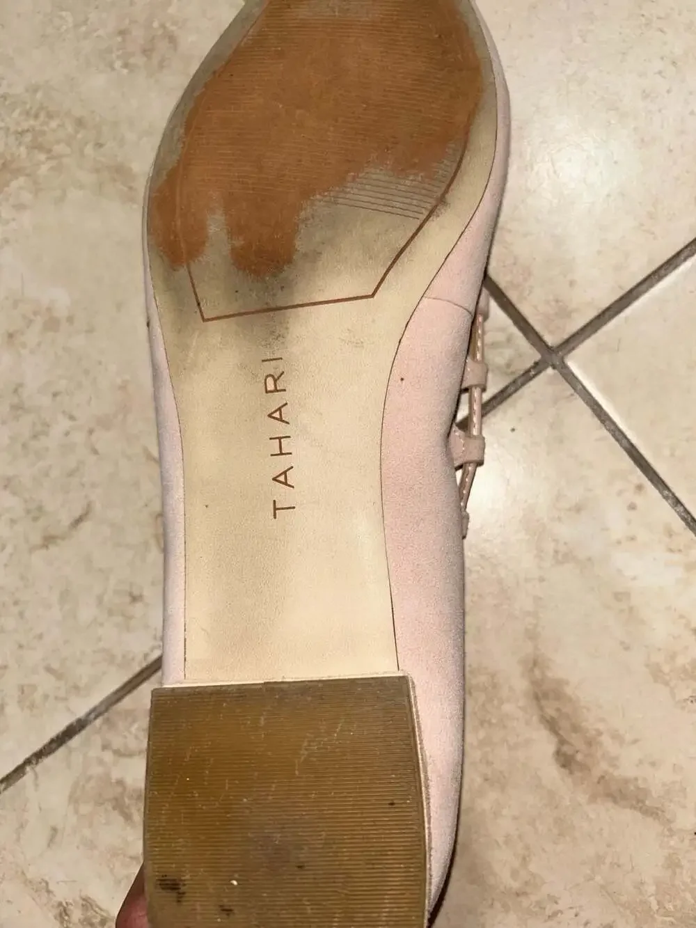 Tahari Blush Pink Suede Pointed Toe Lace-Up Ballet Flats